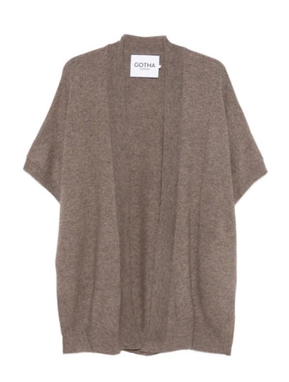 Cardigan a maniche corte in beige Gotha - donna 