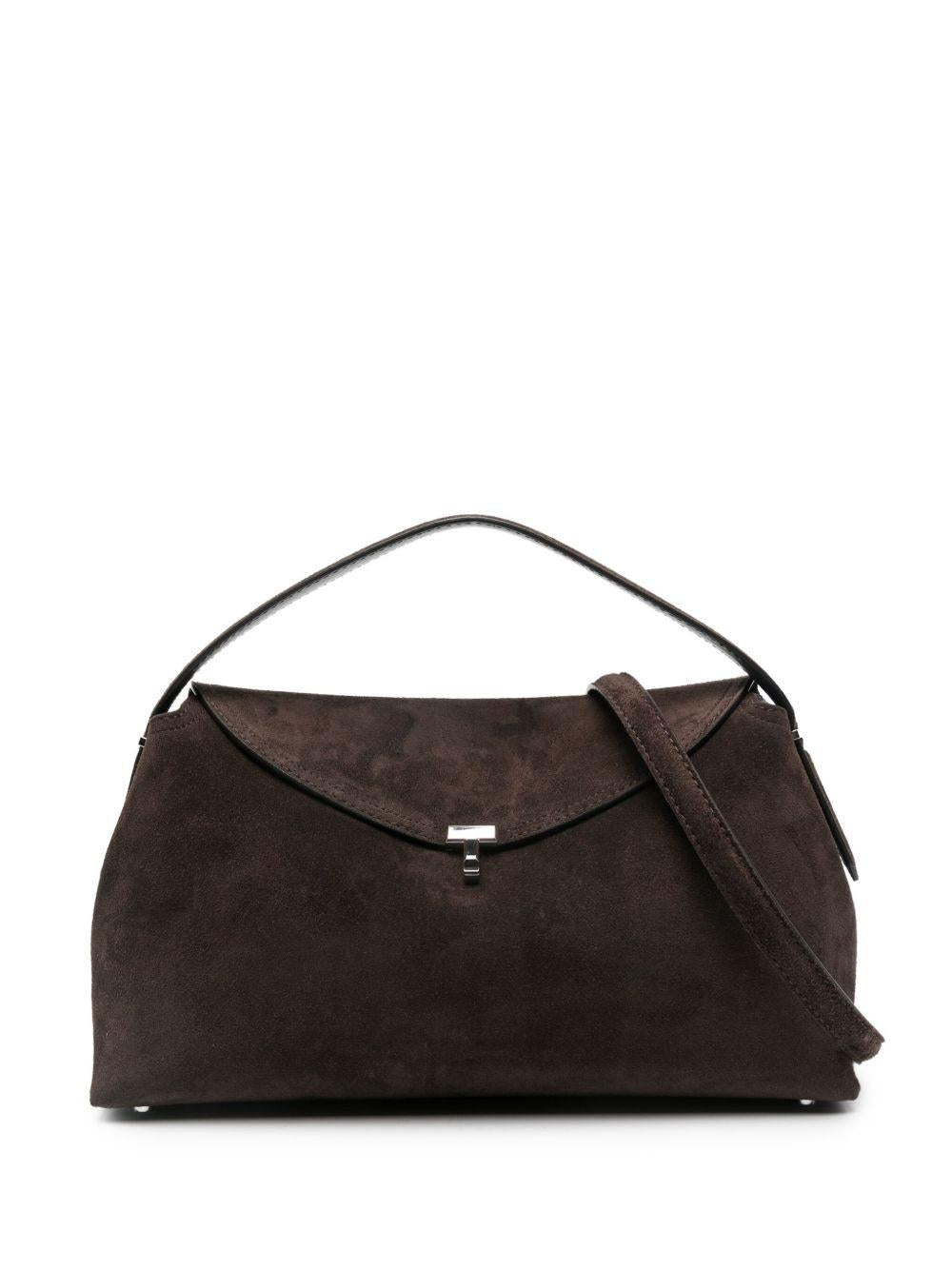 Borsa a mano T-lock in marrone 