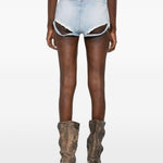 Shorts in denim con cut-out de-lunar in celeste Diesel - donna 