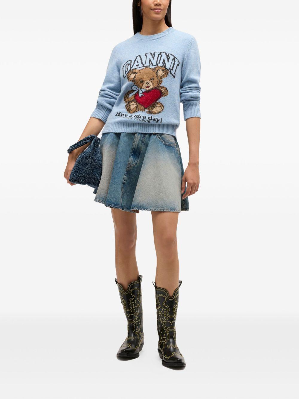 Maglione con intarsio Teddy in blu Ganni - donna 