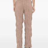 Pantaloni plissettati in marrone gongdid design - donna 