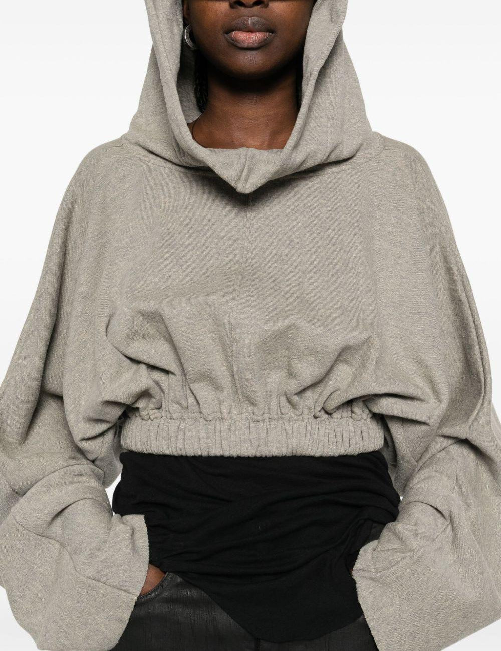 Felpa con cappuccio con coulisse  in grigio Rick owens drkshdw - donna 