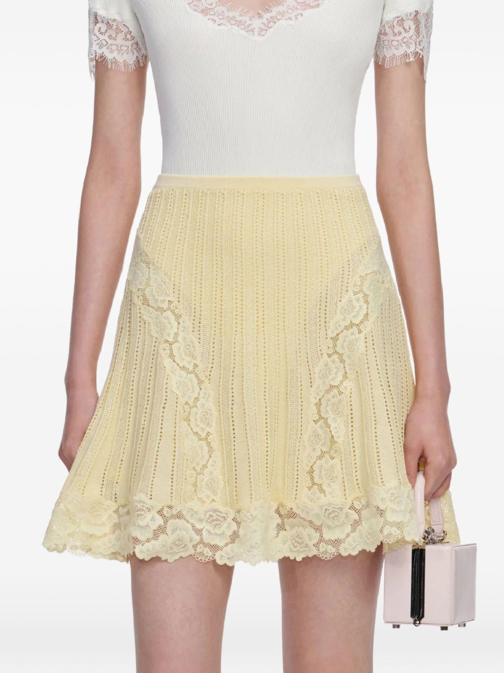 Minigonna con finiture in pizzo in giallo Self-portrait - donna 