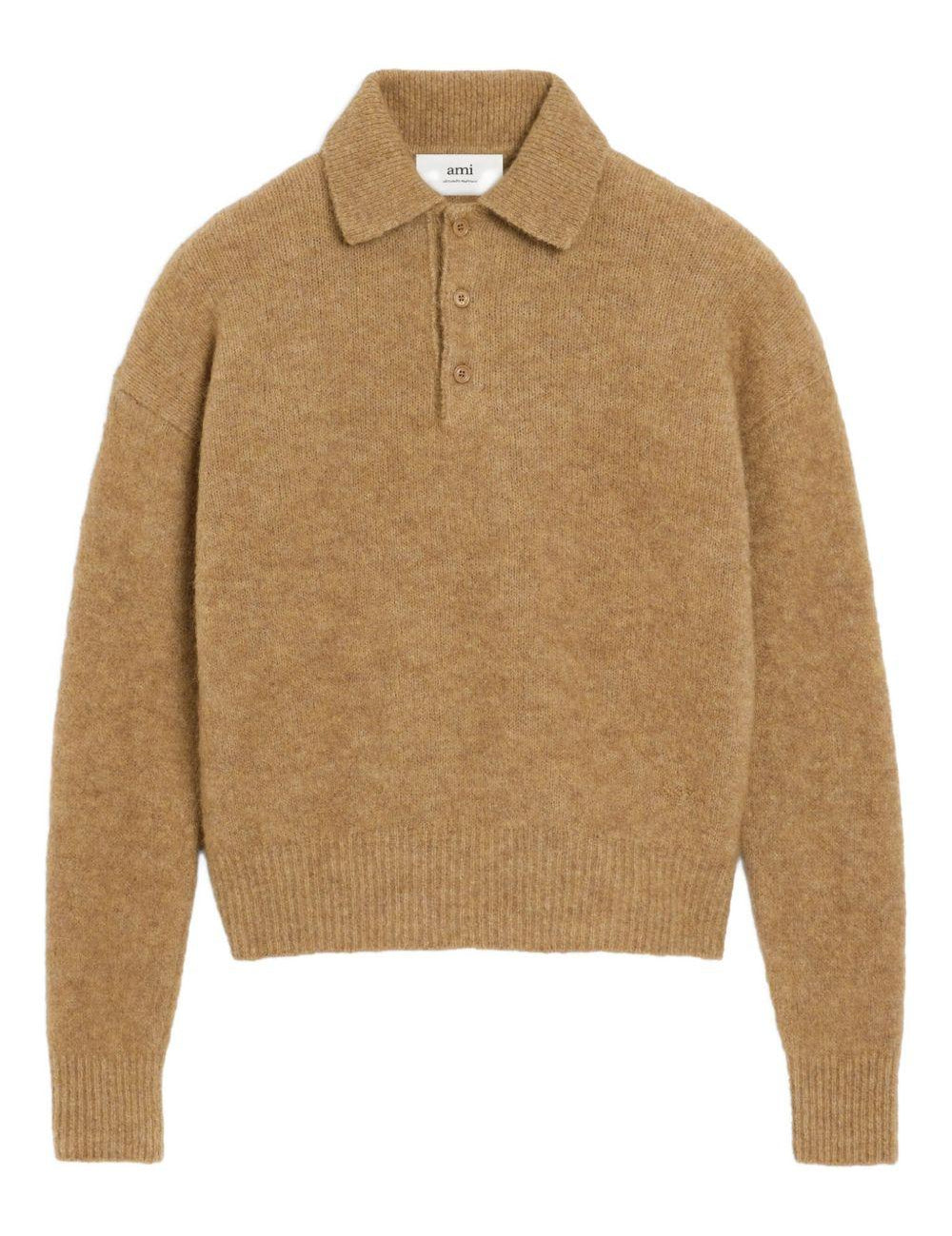 Polo in maglia beige AMI Paris - uomo 