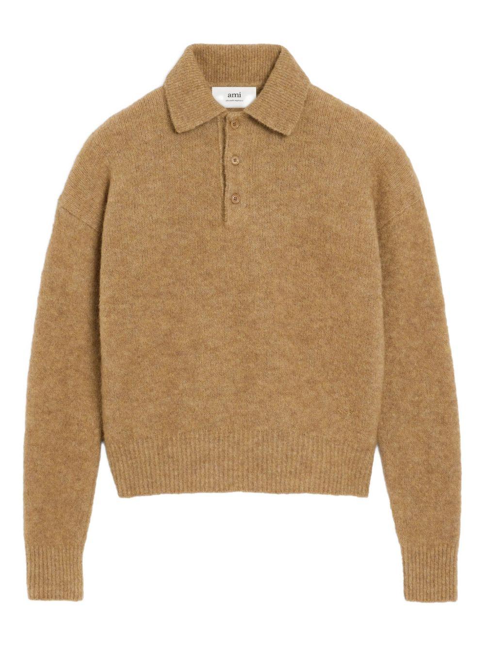 Polo in maglia beige AMI Paris - uomo 