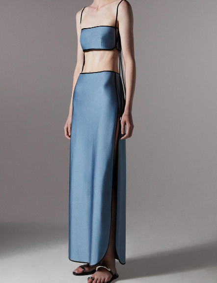Gonna con finitura satinata sheat in blu Temily - donna 