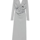 Abito lungo con drappeggio e scollo in grigio Christopher Esber - donna 