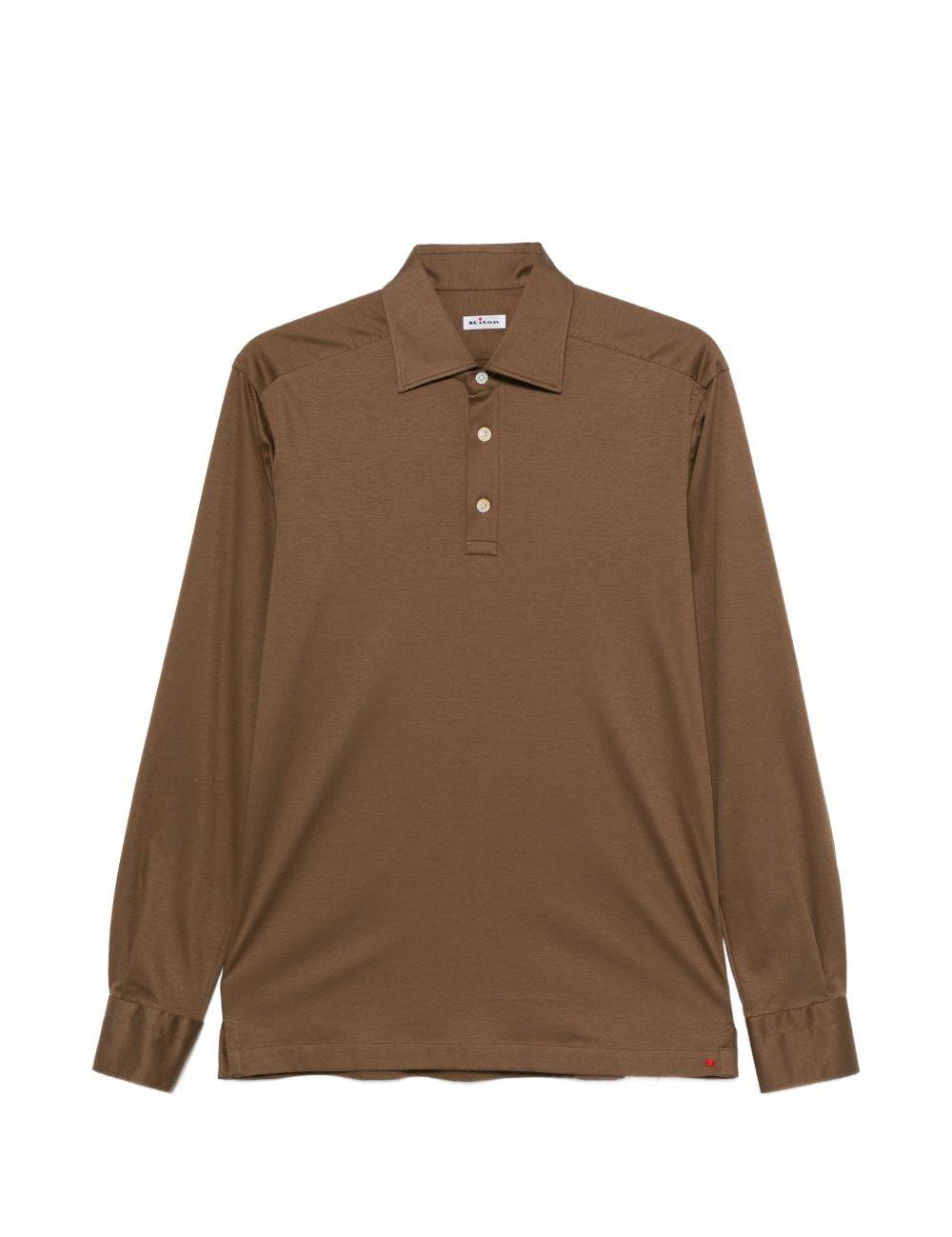 Polo a maniche lunghe Positano in marrone Kiton - uomo 