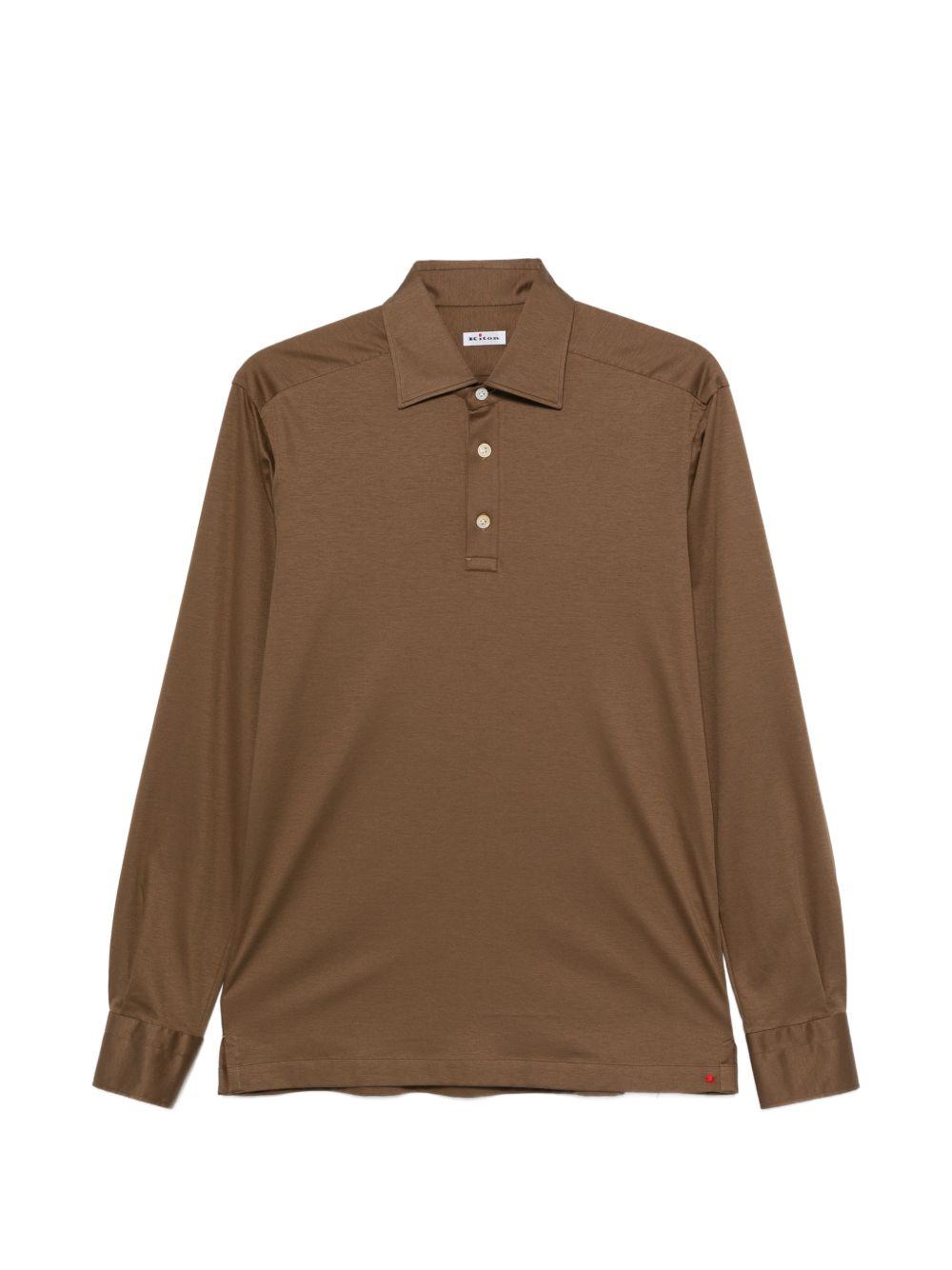 Polo a maniche lunghe Positano in marrone Kiton - uomo 