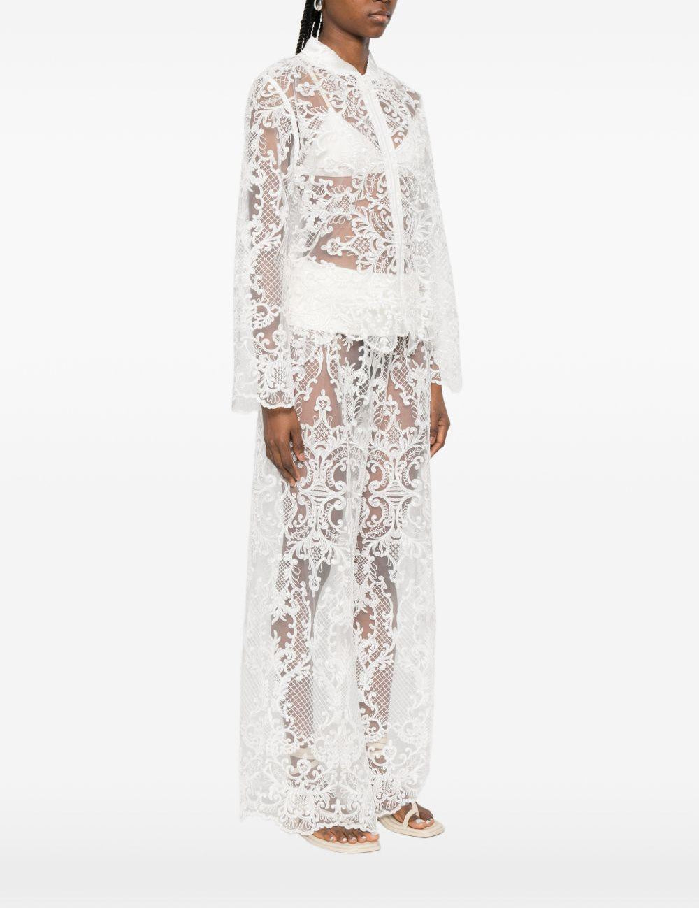 Giacca in pizzo con zip in bianco Maurizio - donna 
