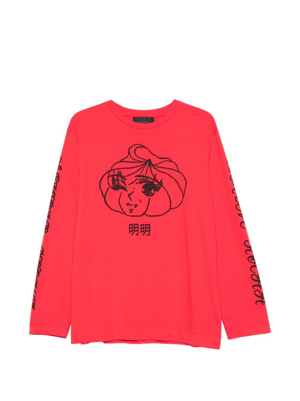 T-shirt a manica lunga stampata in rosso Simone rocha - uomo 