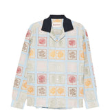 Camicia patchwork ricamata in azzurro Baziszt - uomo 