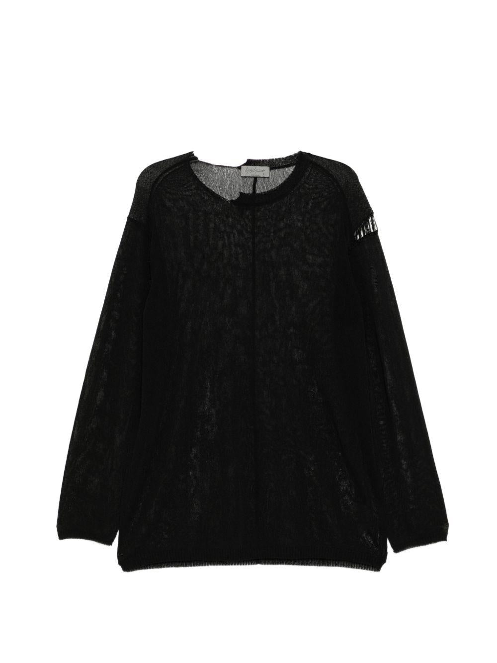 Maglione girocollo con effetto vissuto in nero Yohji yamamoto - uomo 