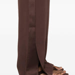 Pantaloni con inserti laterali in marrone Forte Forte - donna 