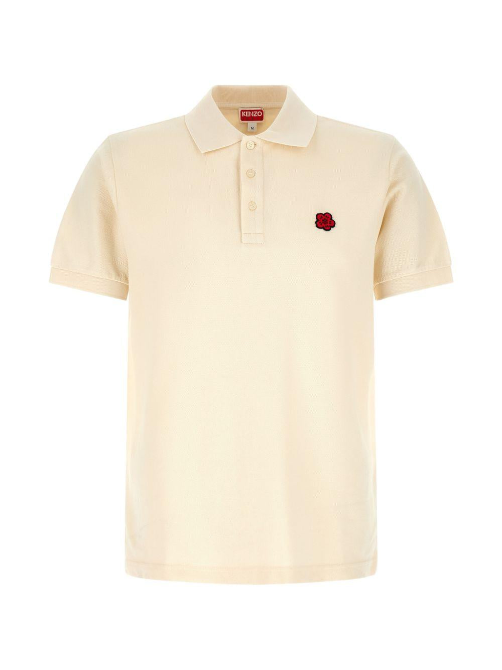 Polo con logo e toppa a fiore boke e ricamo in beige Kenzo - uomo 