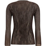 TOP SCOLLO A V SEMI TRASPARENTE IN MARRONE ISSEY MIYAKE - donna 