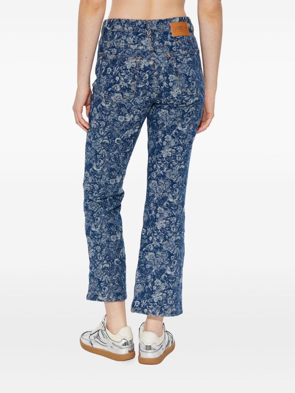 Jeans in denim floreali in blu Ganni - donna 