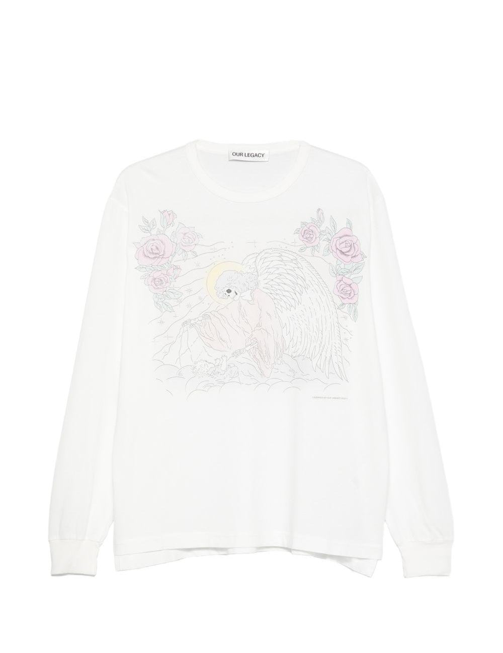T-shirt a maniche lunghe con stampa a t-shirt da crociera in bianco Our legacy - uomo 