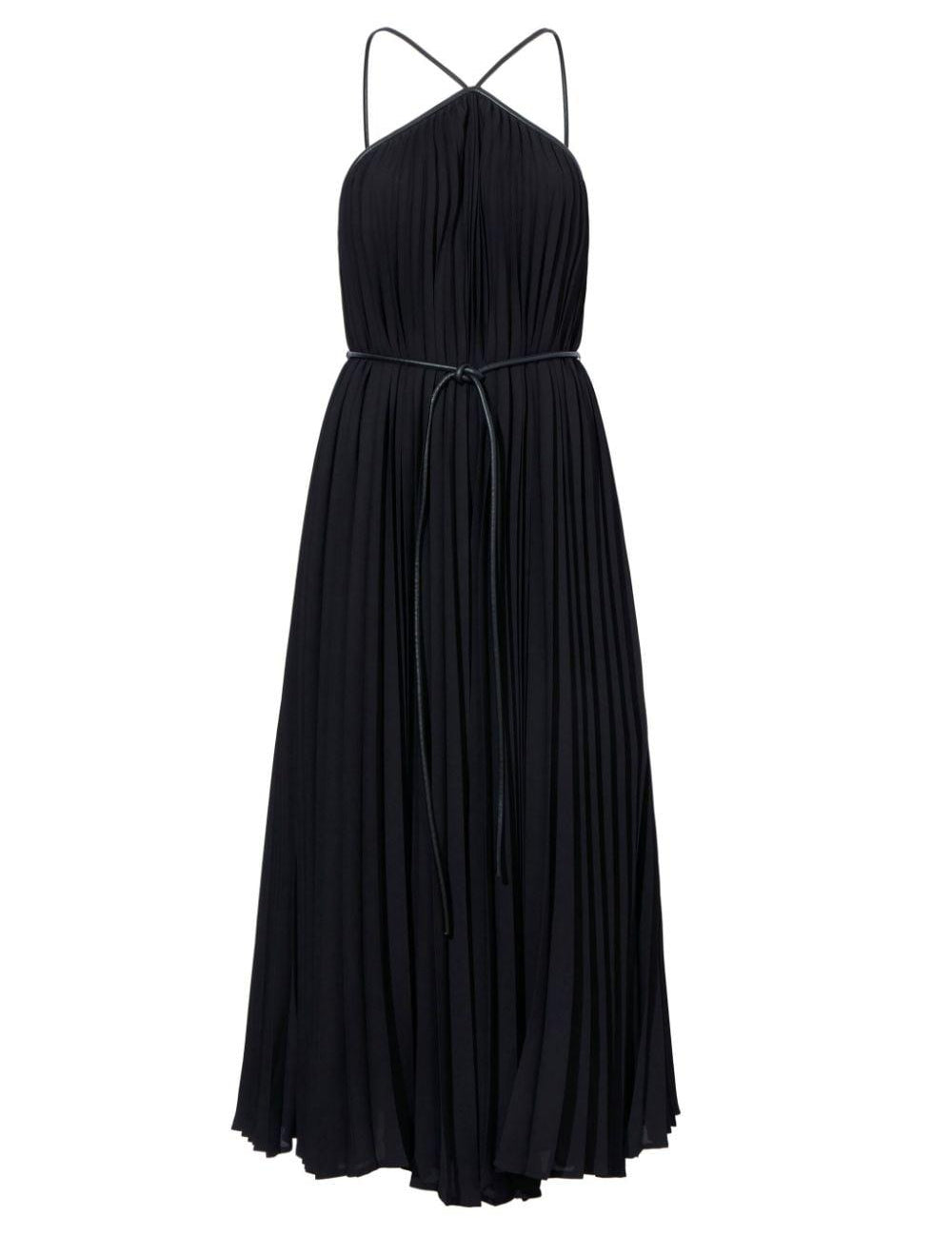 Abito midi celeste in nero - donna 