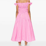 Abito midi da cocktail con fiocco in rosa - donna 
