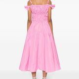 Abito midi da cocktail con fiocco in rosa - donna 