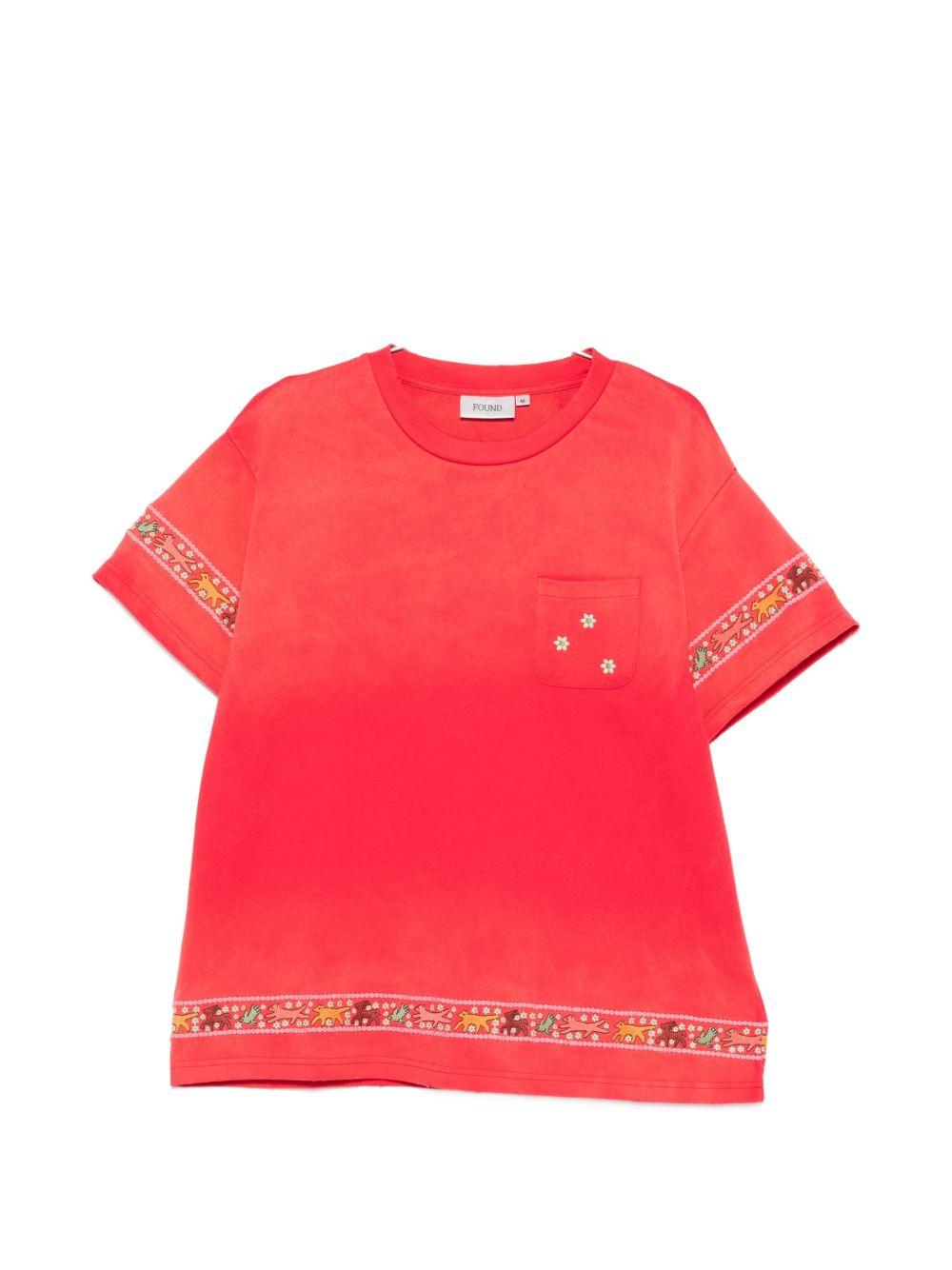 T-shirt con tasca sul petto in rosso Found - uomo 