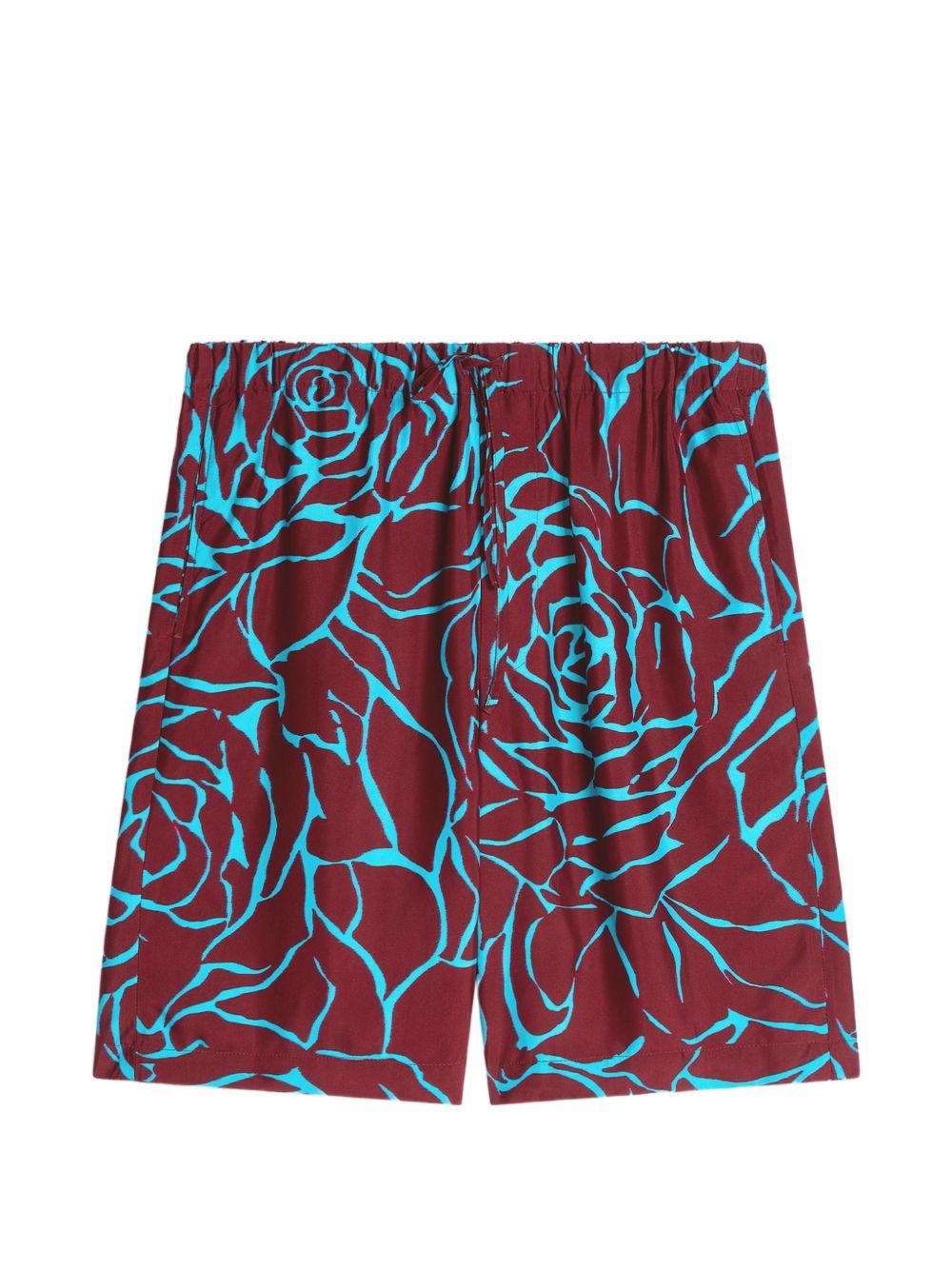 Shorts con stampa floreale piperi  in bordeaux 