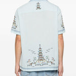 Camicia ricamata in azzurro Baziszt - uomo 