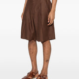 Pantaloncini con pieghe in marrone Laneus - uomo 