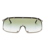 Occhiali da sole con borchie in argento e verde Rick owens - unisex 