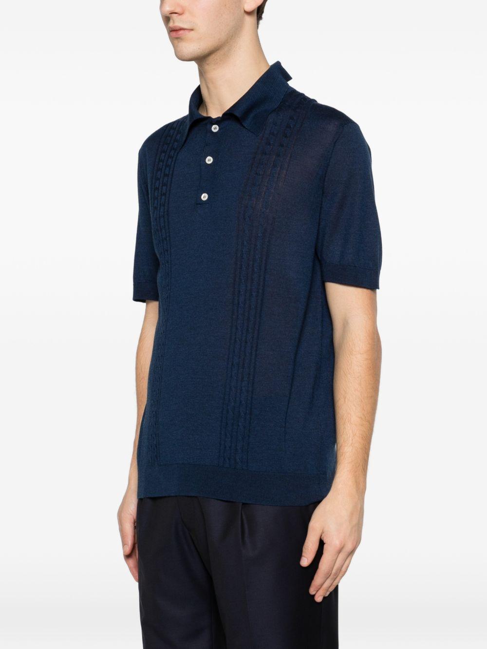 Polo a maniche corte con texture in blu Kiton - uomo 