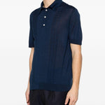 Polo a maniche corte con texture in blu Kiton - uomo 