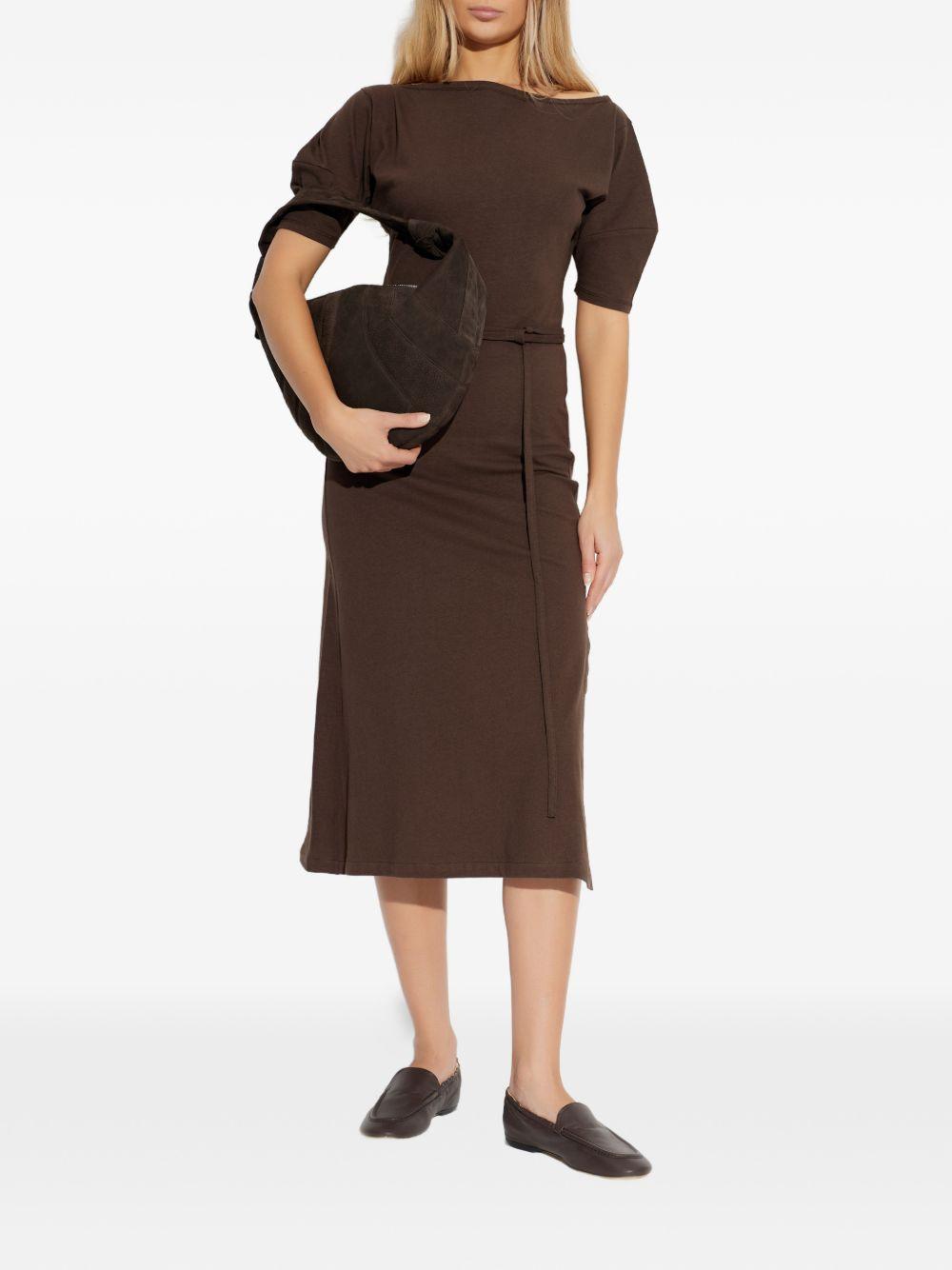 Abito midi con nodo in vita marrone Lemaire - donna 