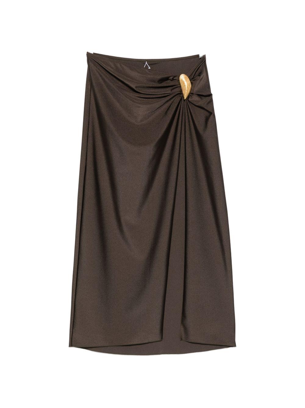 Gonna midi arricciata e decorata in marrone Simkhai - donna 