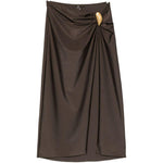 Gonna midi arricciata e decorata in marrone Simkhai - donna 