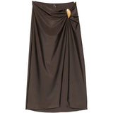 Gonna midi arricciata e decorata in marrone Simkhai - donna 