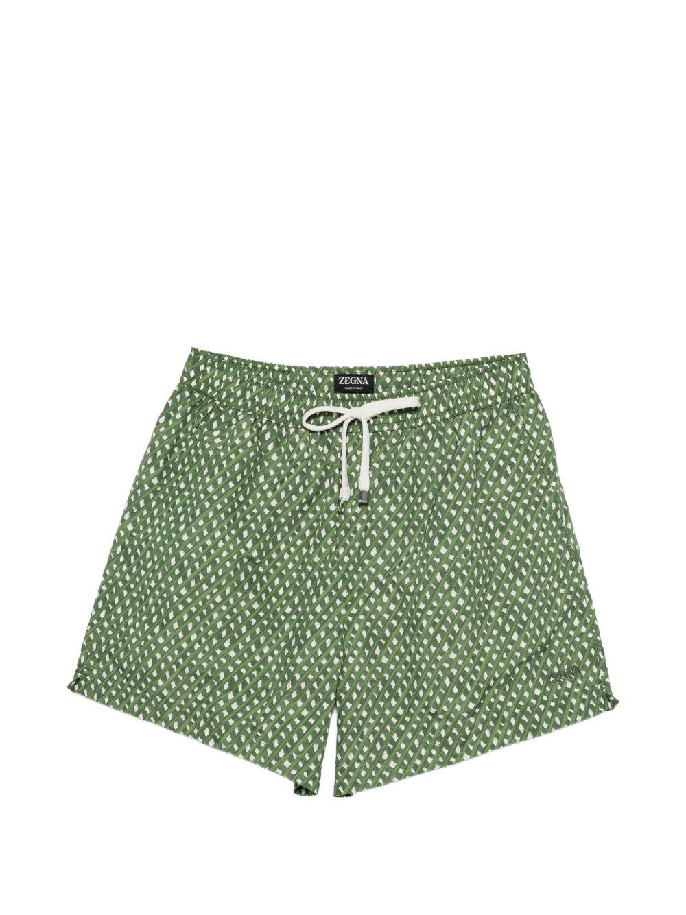 Costume da bagno con stampa geometrica in verde Zegna - uomo 