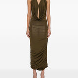 Abito midi con scollo a V profondo in verde Blumarine - donna 
