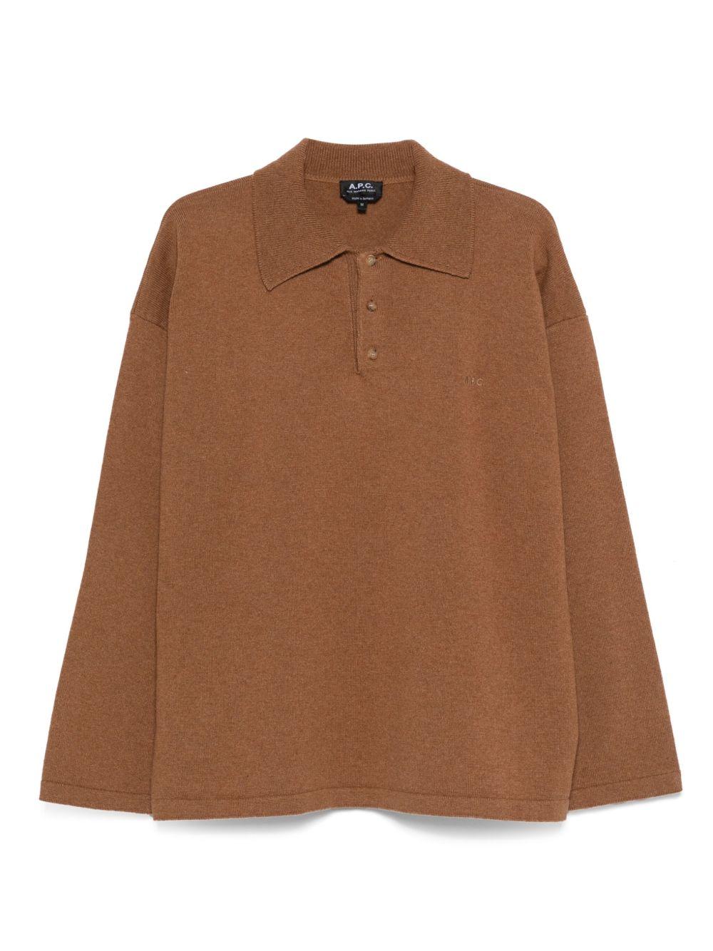 Polo in maglia in marrone A.P.C. - uomo 