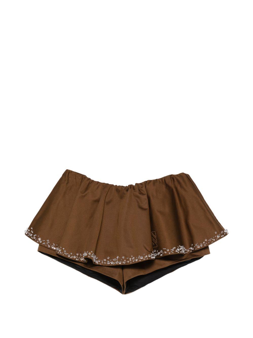 Shorts con volant in marrone giuseppe di morabito - donna 
