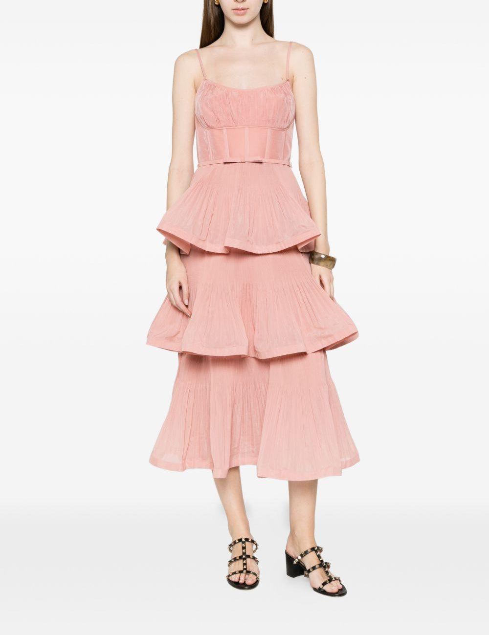 Abito midi con balze in rosa Zimmermann - donna 