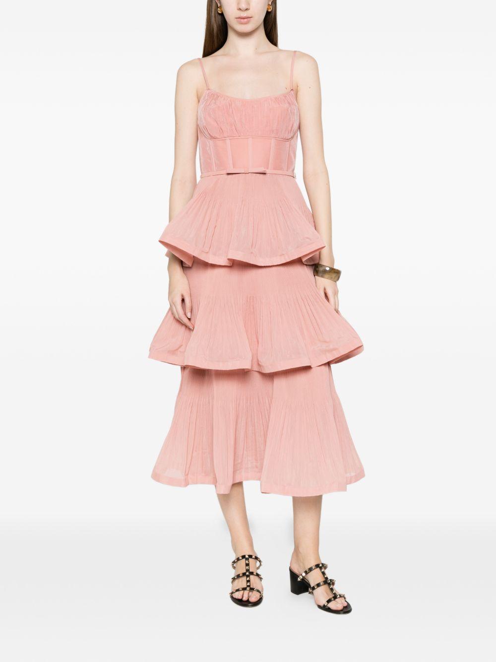 Abito midi con balze in rosa Zimmermann - donna 