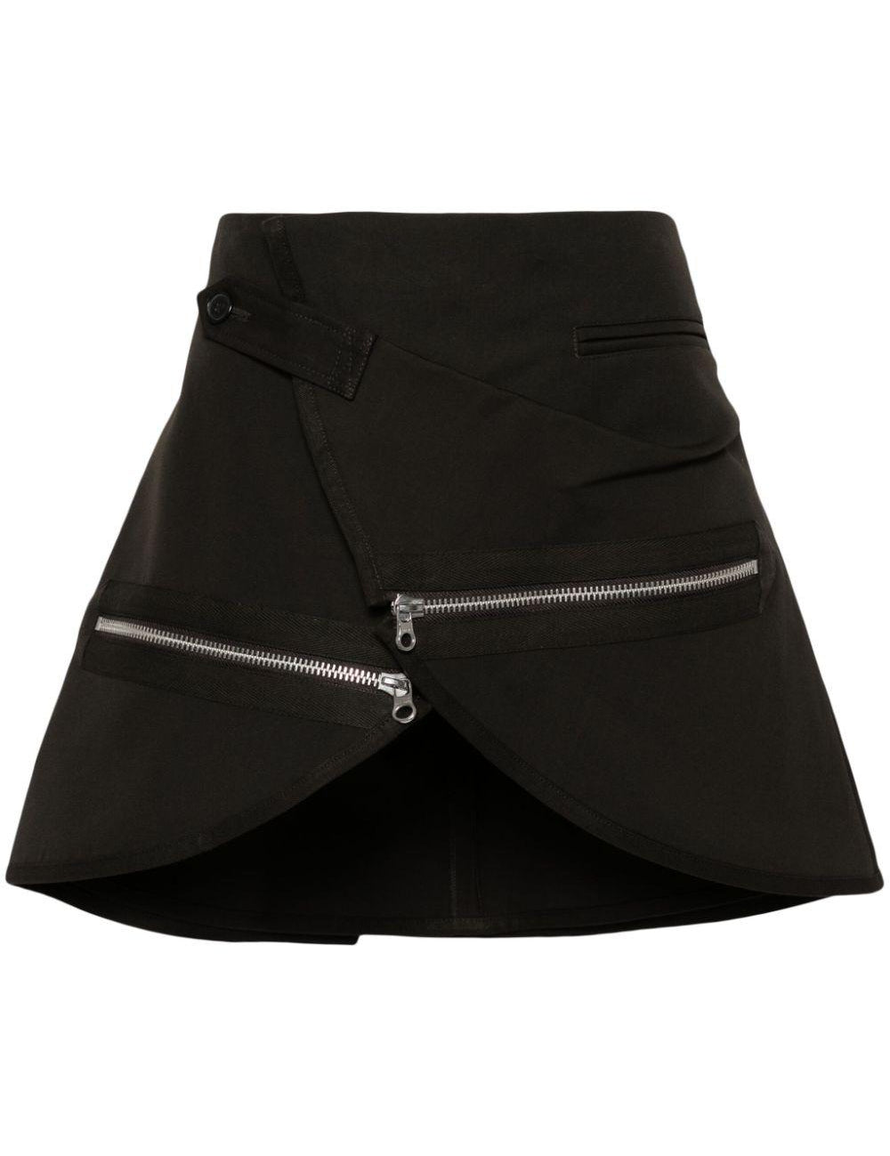 Minigonna con zip modular in marrone - donna 
