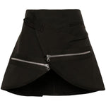 Minigonna con zip modular in marrone - donna 