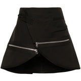 Minigonna con zip modular in marrone - donna 