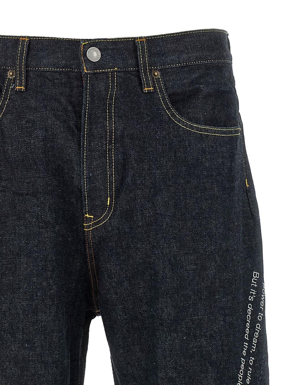Jeans People Have the Power con ricamo in blu 