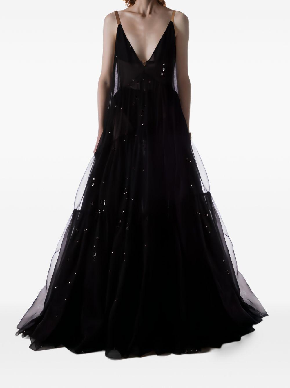 Abito maxi con scollo a V in nero Temily - donna 
