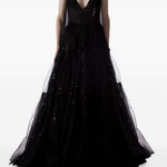 Abito maxi con scollo a V in nero Temily - donna 