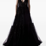 Abito maxi con scollo a V in nero Temily - donna 