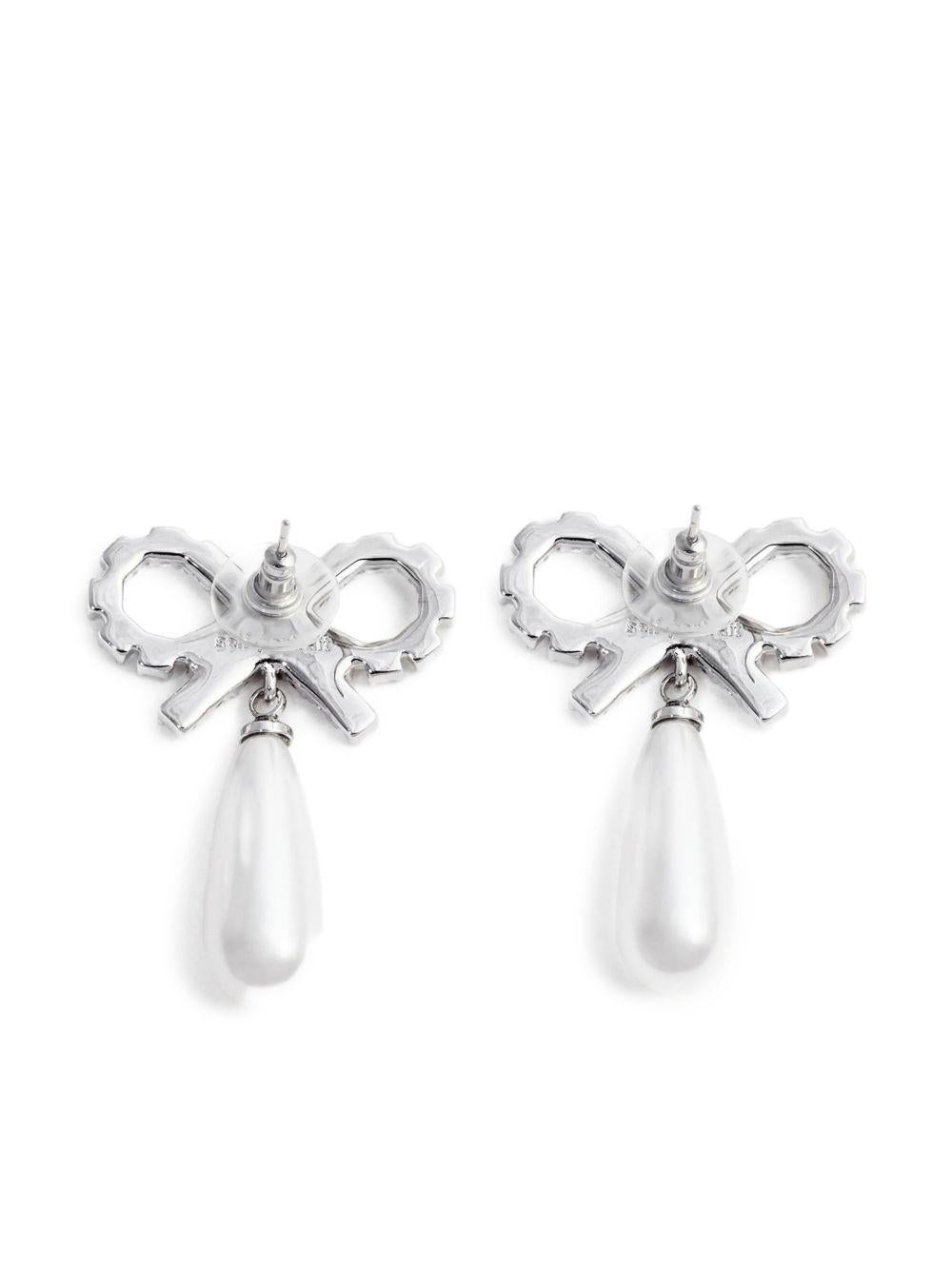 Orecchini con fiocco e perla in argento Self-portrait - donna 